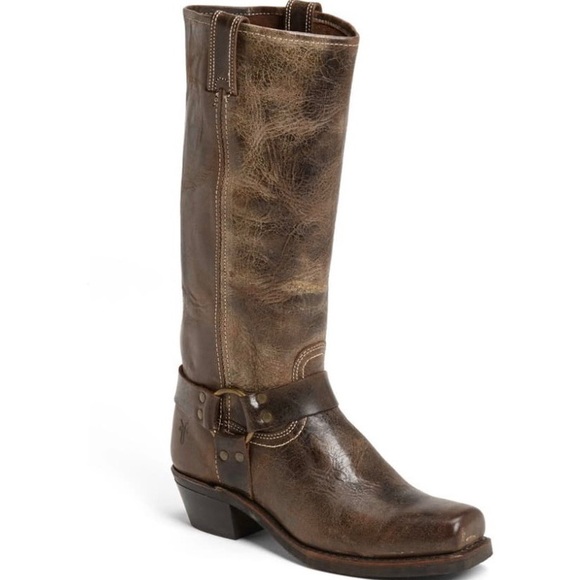 Frye Shoes - Tall Frye Harness Boots in Distressed Leather
